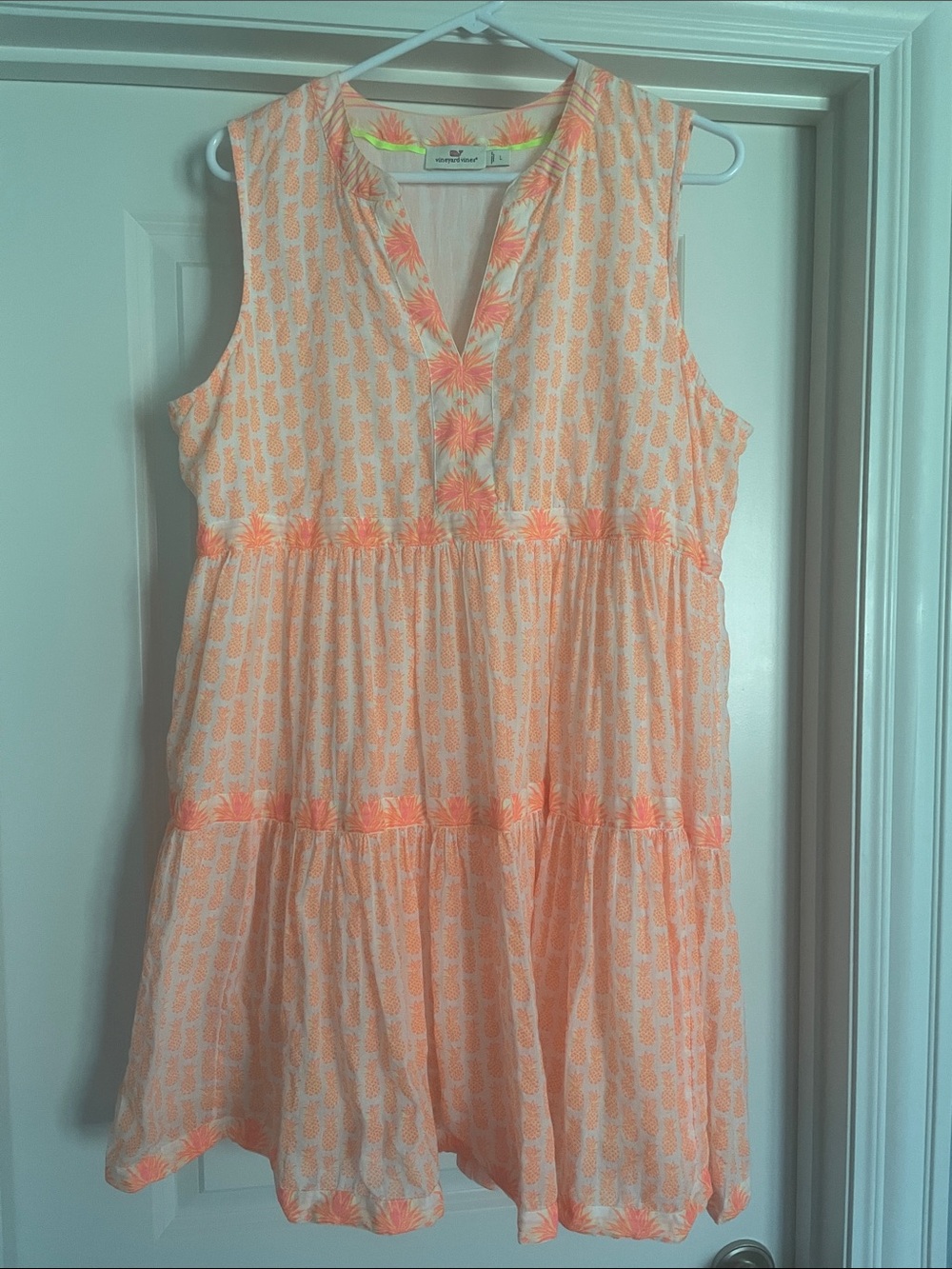 Vineyard Vines Neon Sleeveless Tiered Dress